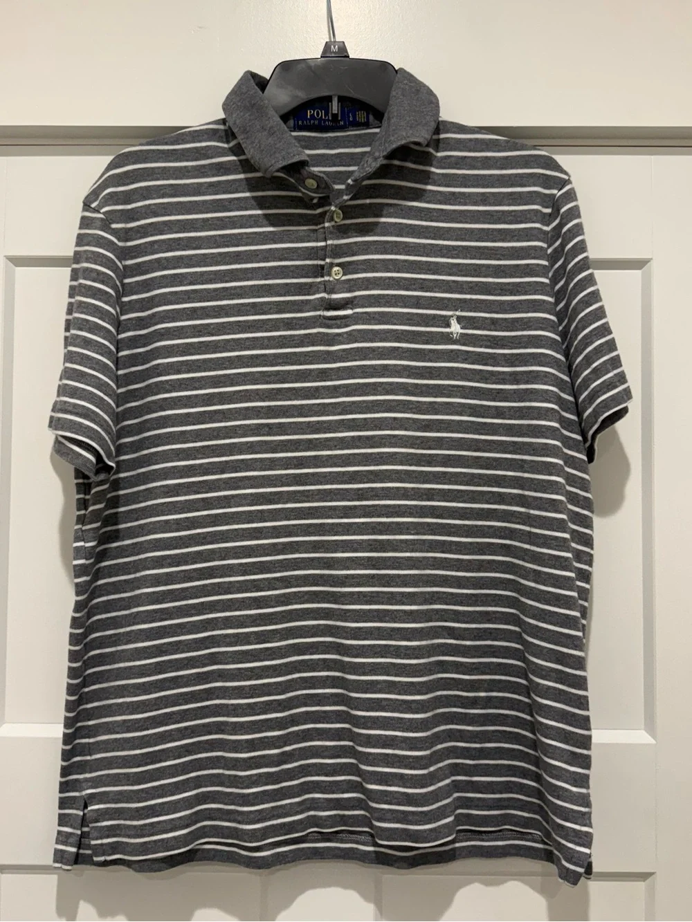 Polo Ralph Lauren Gray Stripped Polo Shirt Size Large